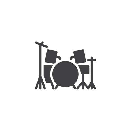 Drum kit vector icon. filled flat sign for mobile concept and web design. Drum set glyph icon. Symbol, logo illustration. Pixel perfect vector graphicsのイラスト素材