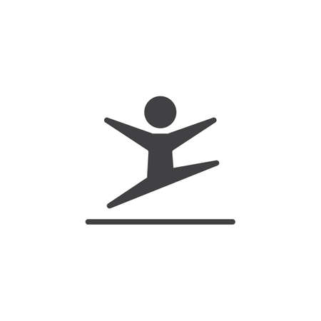 Rhythmic gymnastics athlete jump vector icon. filled flat sign for mobile concept and web design. Gymnastic sport glyph icon. Symbol, logo illustration. Pixel perfect vector graphicsのイラスト素材