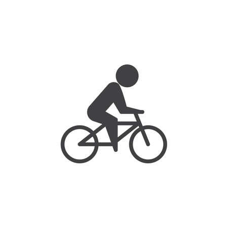 Bike with cyclist vector icon. filled flat sign for mobile concept and web design. Man riding bike glyph icon. Summer sports symbol, logo illustration. Pixel perfect vector graphicsのイラスト素材