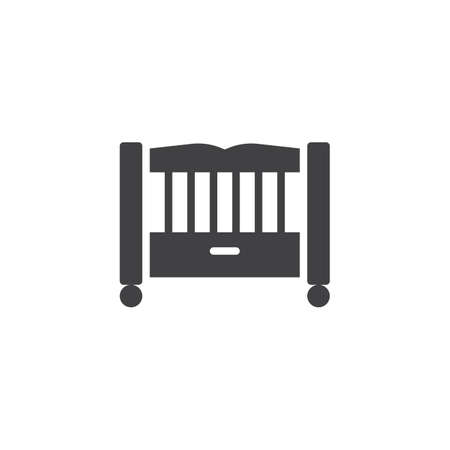 Baby bed vector icon. filled flat sign for mobile concept and web design. Baby crib glyph icon. Child cradle symbol, logo illustration. Pixel perfect vector graphicsのイラスト素材
