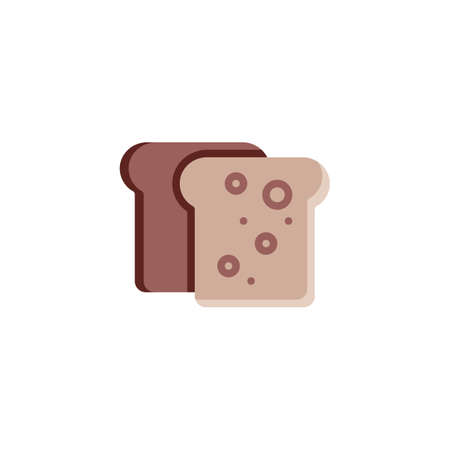 Two pieces of bread flat icon, vector sign, Toast bread colorful pictogram isolated on white....