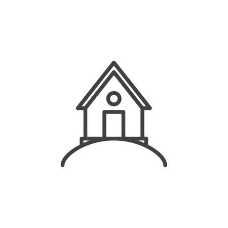 House on the hill line icon. Home linear style sign for mobile concept and web design. Country house outline vector icon. Symbol, logo illustration. Pixel perfect vector graphicsのイラスト素材