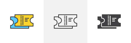 Paper Tickets icon. Line, glyph and filled outline colorful version, abstract ticket outline and filled vector sign. Symbol, logo illustration. Different style icons set. Vector graphicsのイラスト素材
