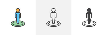 Person in circle, Street view icon. Line, glyph and filled outline colorful version, Human location outline and filled vector sign. Symbol logo illustration. Different style icons set. Vector graphicsのイラスト素材