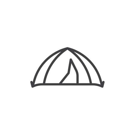 Tent entrance door line icon. linear style sign for mobile concept and web design. Camp tent, shelter outline vector icon. Outdoor symbol, logo illustration. Pixel perfect vector graphicsのイラスト素材