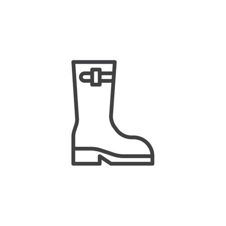 Hiking boots line icon. linear style sign for mobile concept and web design. Rubber boots shoe outline vector icon. Symbol, logo illustration. Pixel perfect vector graphicsのイラスト素材