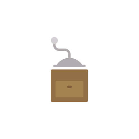 Coffee Mill Grinder flat icon, vector sign, Manual coffee grinder colorful pictogram isolated on white. Symbol, logo illustration. Flat style designのイラスト素材