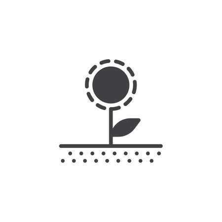 Spring flower vector icon. Dandelion plant grow in soil filled flat sign for mobile concept and web design. Blowball glyph icon. Symbol, logo illustration. Pixel perfect vector graphicsのイラスト素材