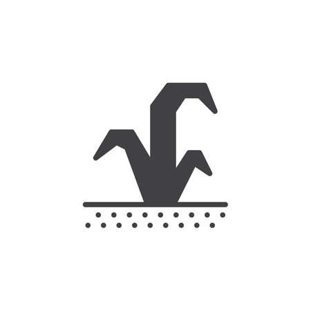 Desert plant in the sand vector icon. filled flat sign for mobile concept and web design. Exotic plant leaves glyph icon. Symbol, logo illustration. Pixel perfect vector graphicsのイラスト素材