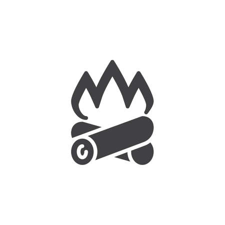 Campfire firewood vector icon. Bonfire flame filled flat sign for mobile concept and web design. Camp firewood glyph icon. Symbol, logo illustration. Pixel perfect vector graphicsのイラスト素材