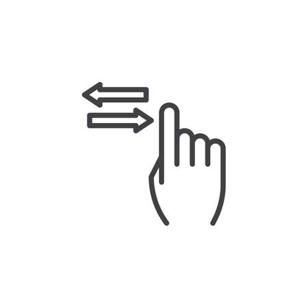 Horizontal scroll line icon. Hand swipe right and left linear style sign for mobile concept and web design. Finger touch gesture outline vector icon. Symbol, logo illustration. Pixel perfect vectorのイラスト素材