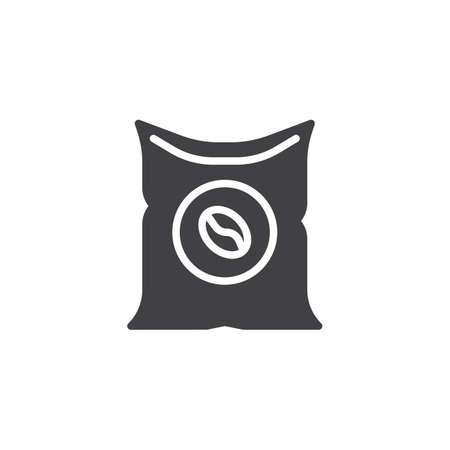 Coffee beans pack vector icon. filled flat sign for mobile concept and web design. Coffee package glyph icon. Symbol, logo illustration. Pixel perfect vector graphicsのイラスト素材