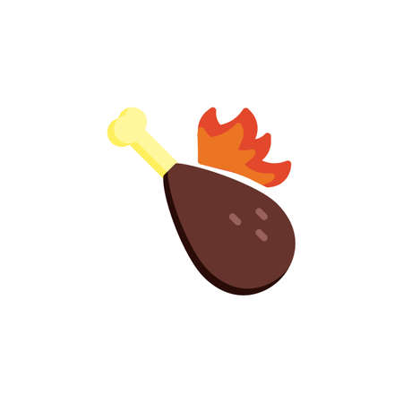Hot chicken drumstick flat icon, vector sign, Spicy chicken leg colorful pictogram isolated on white. Symbol, logo illustration. Flat style designのイラスト素材