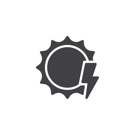 Solar energy vector icon. filled flat sign for mobile concept and web design. Sun and lightning glyph icon. Ecology symbol, logo illustration. Pixel perfect vector graphicsのイラスト素材