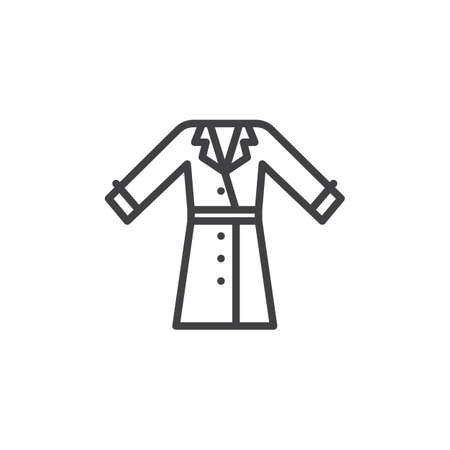 Woman coat line icon. linear style sign for mobile concept and web design. Elegant coat outline vector icon. Symbol, logo illustration. Pixel perfect vector graphicsのイラスト素材