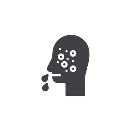 Runny nose vector icon. filled flat sign for mobile concept and web design. Allergy symptoms glyph icon. Symbol, logo illustration. Pixel perfect vector graphicsのイラスト素材