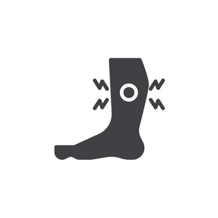 Shin pain vector icon. Muscle cramp filled flat sign for mobile concept and web design. Leg pain glyph icon. Symbol, logo illustration. Pixel perfect vector graphicsのイラスト素材