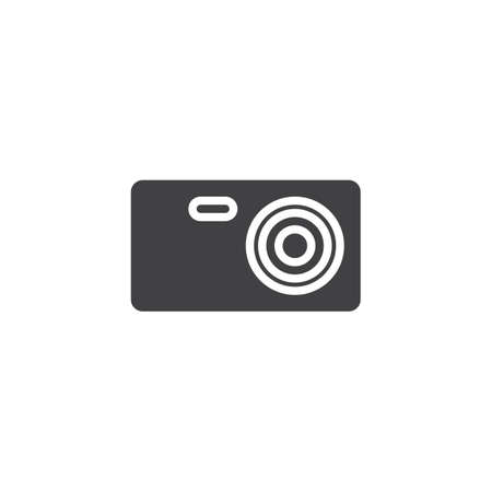 Travel camera vector icon. filled flat sign for mobile concept and web design. Camera glyph icon. Symbol, logo illustration. Pixel perfect vector graphicsのイラスト素材