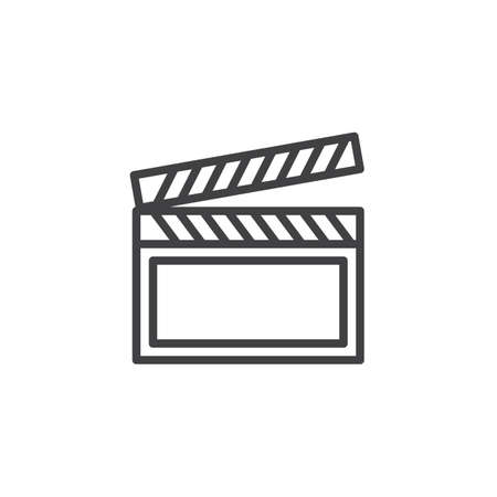 Clapper board line icon. linear style sign for mobile concept and web design. Clapboard outline vector icon. Video production symbol, logo illustration. Pixel perfect vector graphicsのイラスト素材