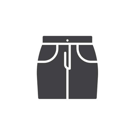 Short skirt vector icon. filled flat sign for mobile concept and web design. Skirt with pockets glyph icon. Symbol, logo illustration. Pixel perfect vector graphicsのイラスト素材