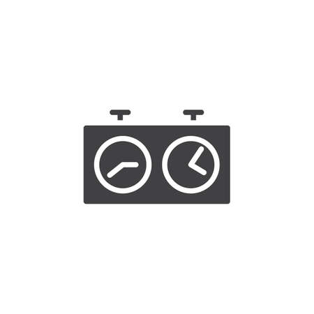 Chess clock vector icon. filled flat sign for mobile concept and web design. Chess stopwatch timer glyph icon. Symbol, logo illustration. Pixel perfect vector graphicsのイラスト素材