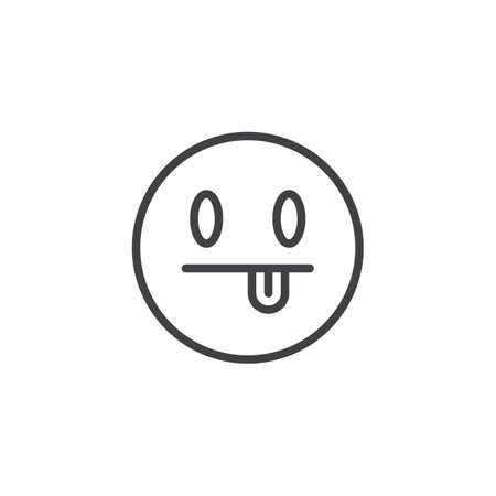 Emoji Face With Stuck-Out Tongue line icon. linear style sign for mobile concept and web design. Teasing face emoticon outline vector icon. Symbol, logo illustration. Vector graphicsのイラスト素材