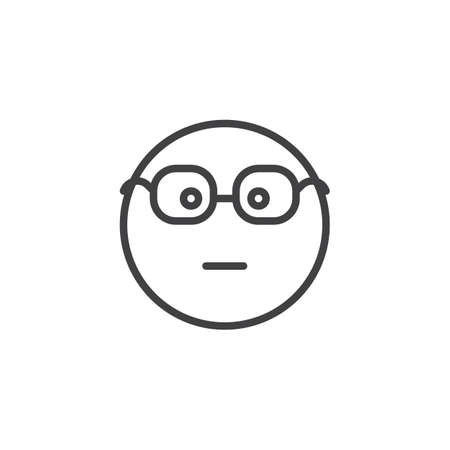 Nerd Face Emoji line icon. linear style sign for mobile concept and web design. Cute Emoticon with Glasses outline vector icon. Symbol, logo illustration. Vector graphicsのイラスト素材