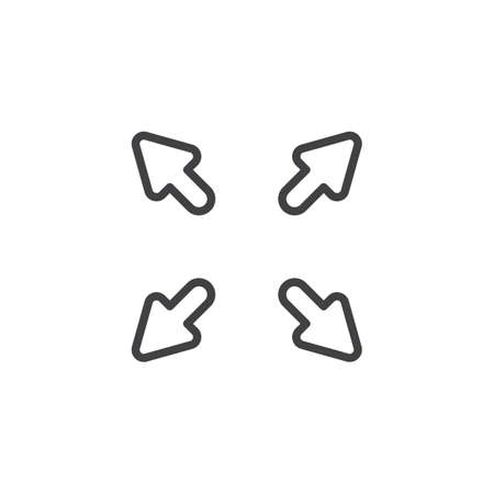 Maximize arrows line icon. linear style sign for mobile concept and web design. Resize, enlarge arrows outline vector icon. Symbol, logo illustration. Vector graphicsのイラスト素材