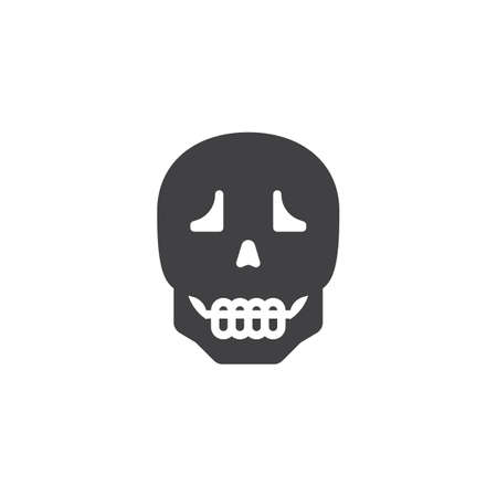 Human skull vector icon. filled flat sign for mobile concept and web design. Skull skeleton glyph icon. anatomy symbol, logo illustration. Vector graphicsのイラスト素材