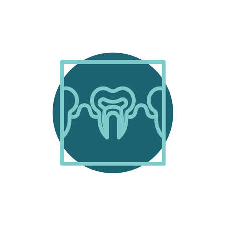 Dental xray flat icon. Round colorful button, Teeth X-ray circular vector sign. Flat style designのイラスト素材