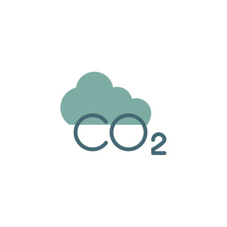 CO2 carbon dioxide flat icon, vector sign, CO2 cloud colorful pictogram isolated on white. Ecology symbol, logo illustration. Flat style designのイラスト素材