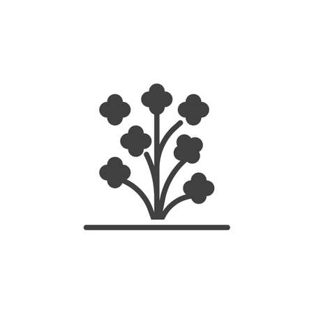 Flower bush vector icon. Garden plant filled flat sign for mobile concept and web design. Tree branch with leaves glyph icon. Symbol illustration. Vector graphicsのイラスト素材