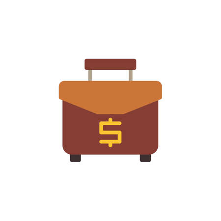Business case with dollar flat icon, vector sign, Money briefcase colorful pictogram isolated on white. Symbol illustration. Flat style designのイラスト素材