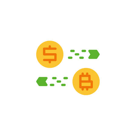 Currency Converter Flat Icon Vector Sign Bitcoin And Dollar Currency Converter Flat Icon Vector