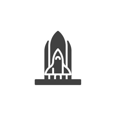 Space shuttle vector icon. filled flat sign for mobile concept and web design. Rocket launch glyph icon. Symbol illustration. Vector graphicsのイラスト素材