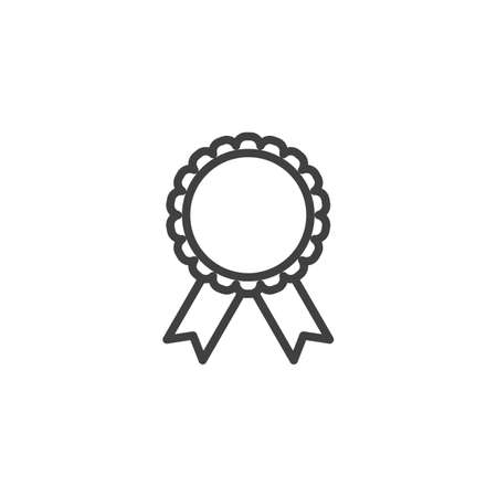 Award Ribbon line icon. Champion medal emblem linear style sign for mobile concept and web design....