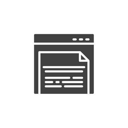 Website with document file vector icon. filled flat sign for mobile concept and web design. Web page information glyph icon. Symbol illustration. Vector graphicsのイラスト素材