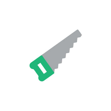 Hand saw or handsaw flat icon, vector sign, Hacksaw colorful pictogram isolated on white. Carpentry...