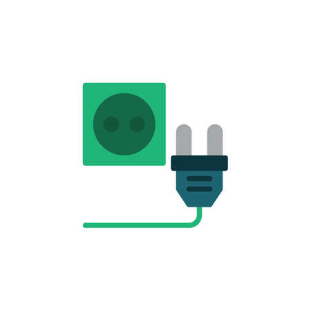 Electric Plug with Power Outlet flat icon, vector sign, Plug socket colorful pictogram isolated on...