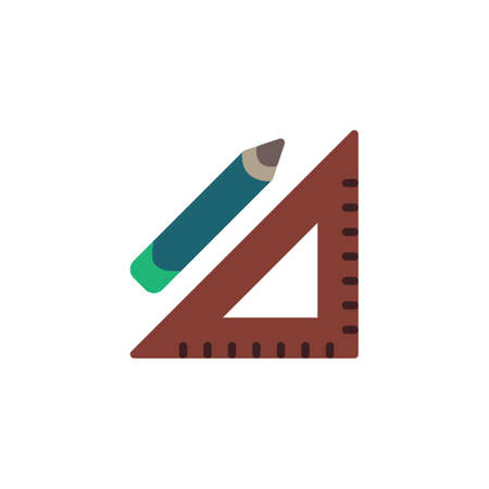 Ruler and pencil flat icon, vector sign, Architect tool colorful pictogram isolated on white. Symbol illustration. Flat style designのイラスト素材