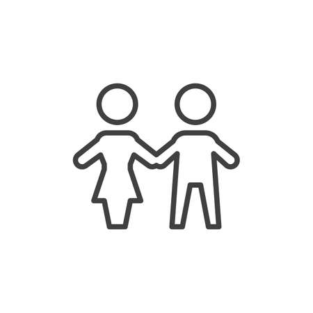 People work group line icon. Man and woman couple linear style sign for mobile concept and web design. Partnership outline vector icon. Symbol illustration. Vector graphicsのイラスト素材