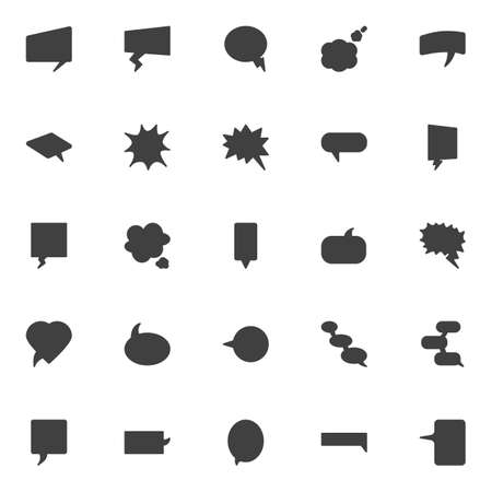 Speech bubbles vector icons set, modern solid symbol collection, filled style pictogram pack. Signs illustration. Set includes icons as Comment dialog, Chat message, Shouting Comic bubble cloudのイラスト素材