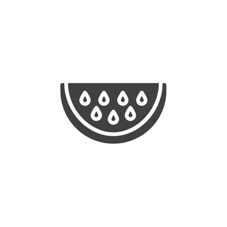 Watermelon slice cut vector icon. filled flat sign for mobile concept and web design. Watermelon with seed glyph icon. Healthy fruit symbol illustration. Vector graphicsのイラスト素材