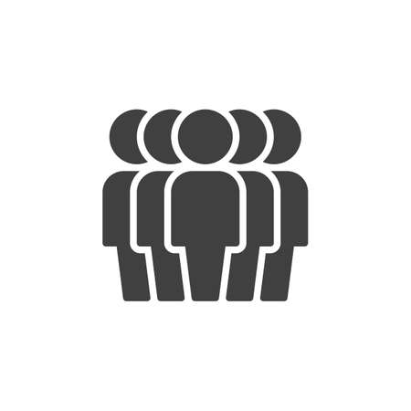 Staff group vector icon. Crowd of people filled flat sign for mobile concept and web design. Five men teamwork glyph icon. Symbol illustration. Vector graphicsのイラスト素材