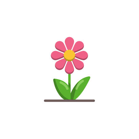 Chamomile flower flat icon, vector sign, Flower petals colorful pictogram isolated on white. Nature symbol illustration. Flat style designのイラスト素材
