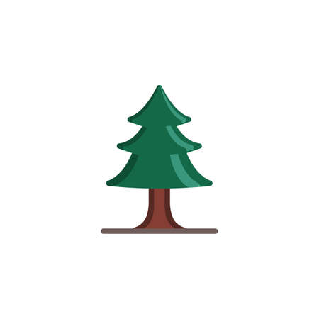 Pine tree flat icon, vector sign, Fir tree colorful pictogram isolated on white. Evergreen tree symbol illustration. Flat style designのイラスト素材