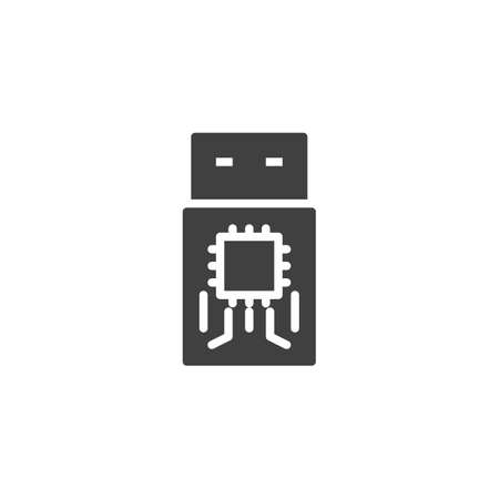 USB flash drive vector icon. filled flat sign for mobile concept and web design. Flash drive memory stick glyph icon. Symbol, logo illustration. Vector graphicsのイラスト素材