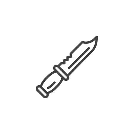 Bayonet knife line icon. linear style sign for mobile concept and web design. Military knife outline vector icon. Weapon symbol illustration. Vector graphicsのイラスト素材