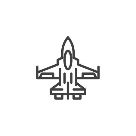 Fighter jet line icon. linear style sign for mobile concept and web design. Military plane outline vector icon. Symbol illustration. Vector graphicsのイラスト素材