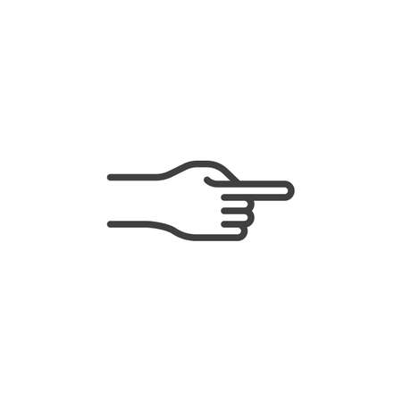Forefinger showing right line icon. linear style sign for mobile concept and web design. Right direction pointing hand outline vector icon. Hand gestures symbol illustration. Vector graphicsのイラスト素材
